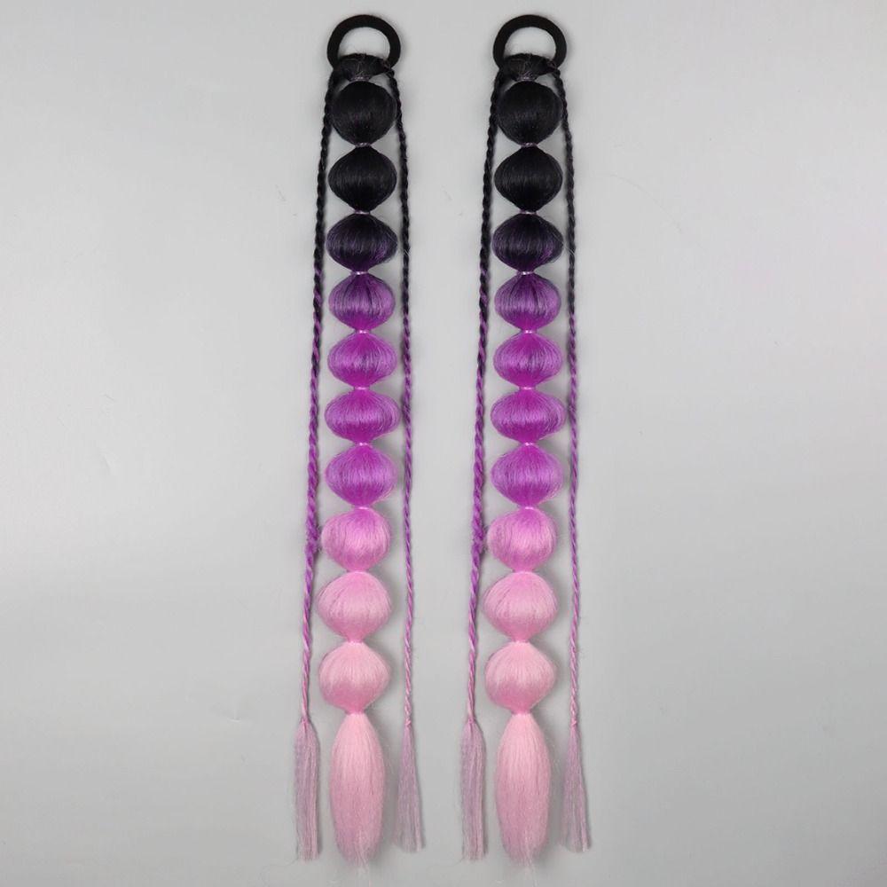 2Pcs Lantern Braid Bubble Jumbo Braid Colorful Braided Ponytails Long Twist Braid Bulk  for Women