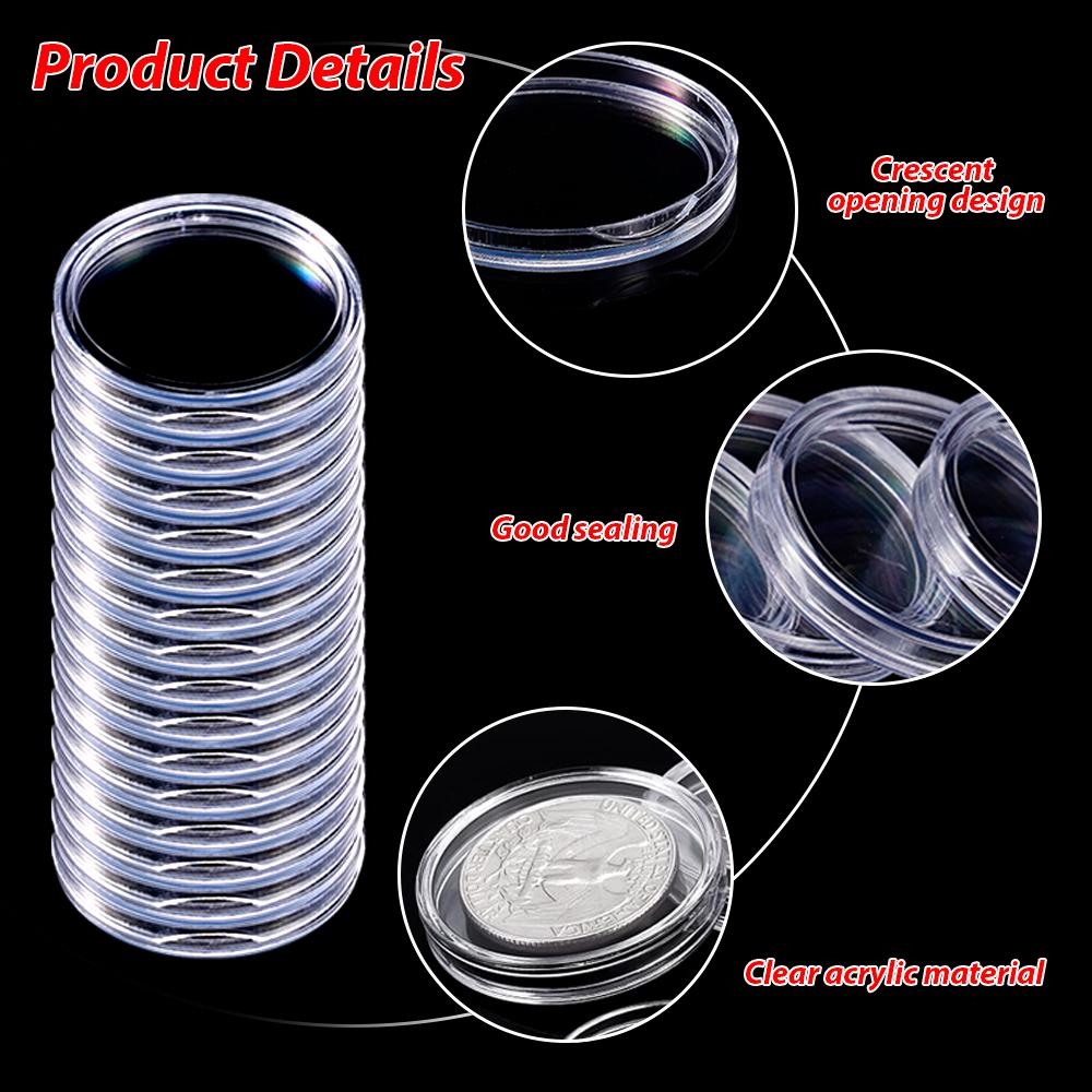 10/50/100Pcs 19-33mm Transparent Coin Cases Holder Coin Collecting Box Case Coins Storage Capsules Protection Boxes Container