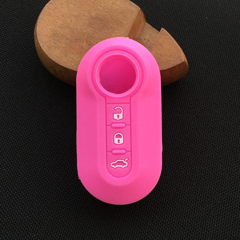 ZAD silicone key cover Case set shell skin For fiat 500 3 Buttons Flip remote Key Blank Fob Auto parts car accessories colorful
