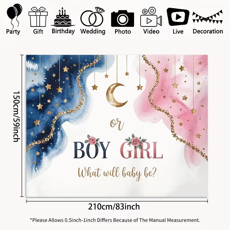

2D Boy or Girl Gender Reveal Backdrop Baby Shower Photography Background 47.2x31.5inch/120*80cm