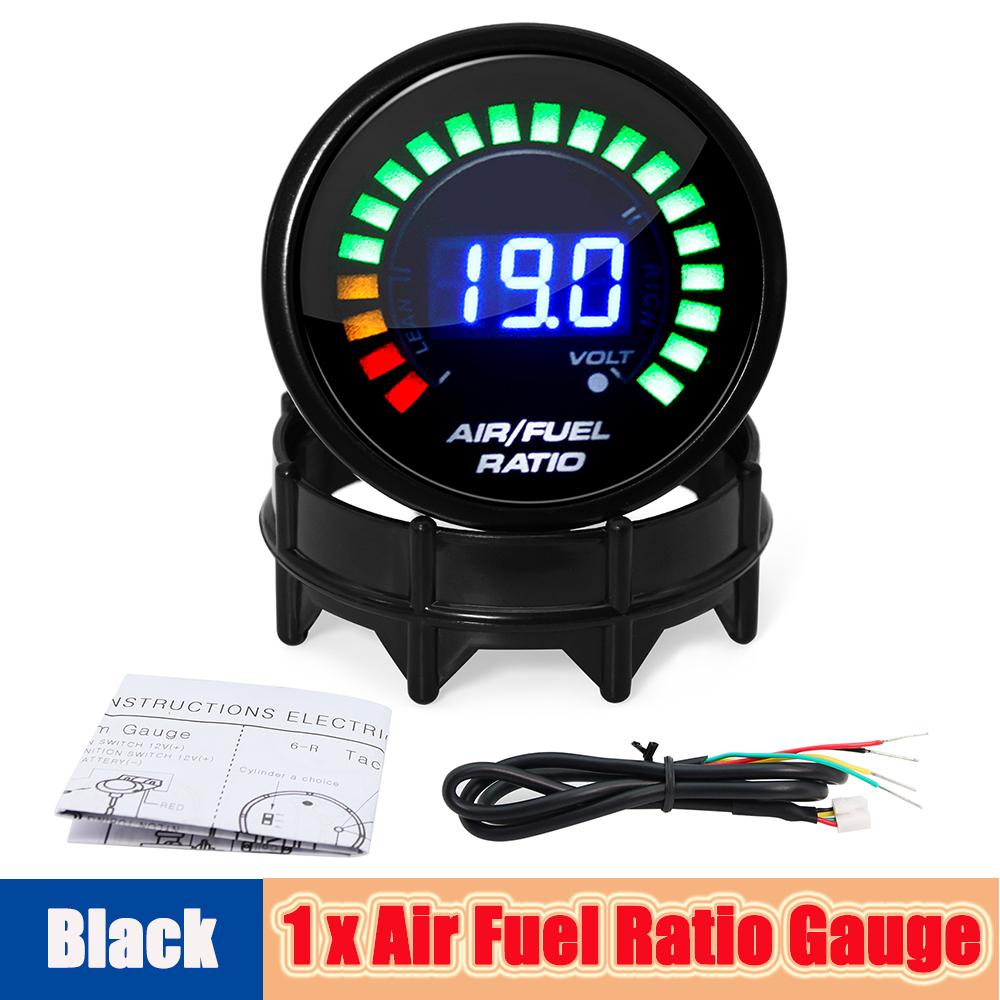 Indicator universal pentru raportul aer-combustibil, 52MM, cu față afumată, AFR LED, voltmetru digital, 12V VOLT, senzor de oxigen pentru mașină de curse pe benzină