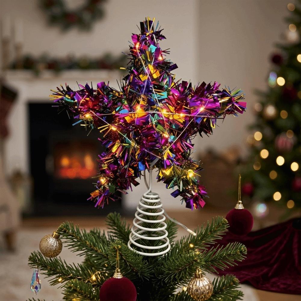 Metal Christmas Tree Topper Star LED Light Christmas Tree Top Decoration  Christmas Tree Decoration