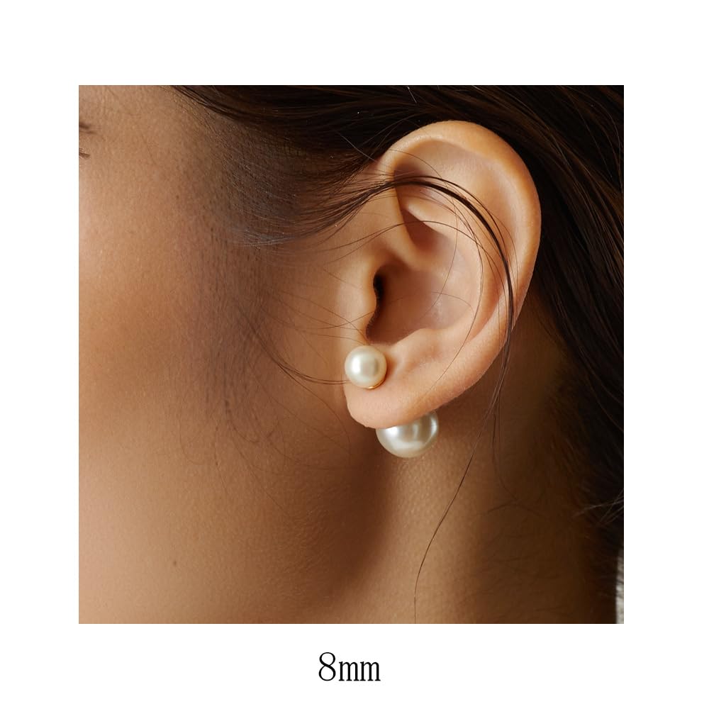 Made In Double Pearl Earrings with Back Catch 6mm [Melody Accessories] Japan, (PI-N12)