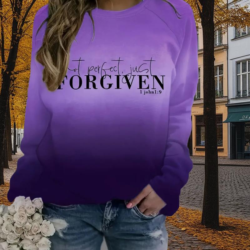 

Осенне-весенняя одежда, градиентные цвета и принт с буквами, свитера, топы для женщин, круглый вырез, длинный рукав 8XL