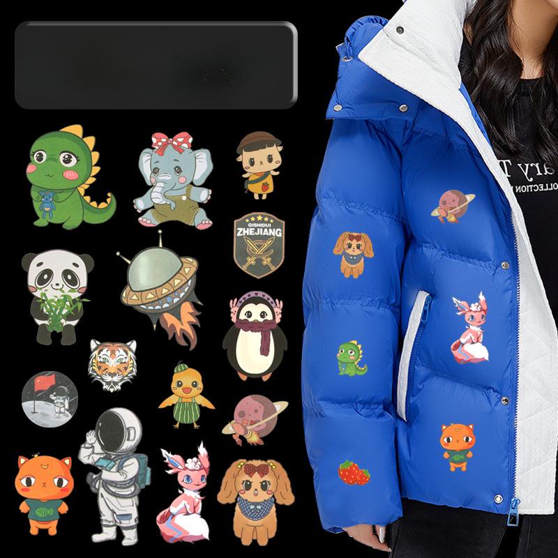 Cartoon Down Jacket Patch Sticker, Clothes Hole Decoration Pattern Decal, Self-Adhesive And Non-Marking Repair Repair Cloth Sticker