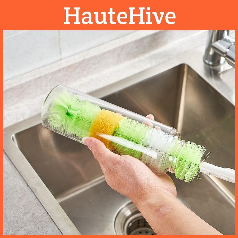Plastic Length Extended Bottle Brush For Deep Cleaning Cups Jugs And Kitchenware