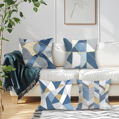 4 Stück Geometrische Stepp-Kissenbezüge Einseitig Bedruckt 45CM Dekokissenbezug Sofakissen Wohnzimmer Dekoration