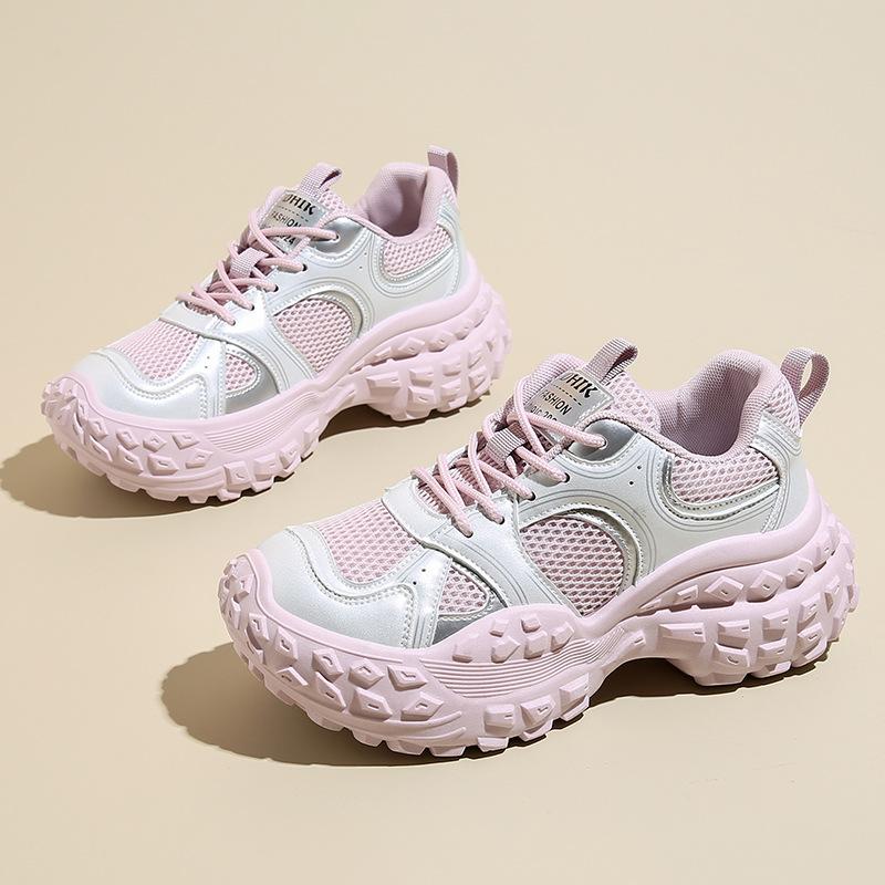 

[Customized] BN8805 new 2025 popular spring and summer shoes Han Daddy version trendy women s shoes thick-soled mesh surface increase 40