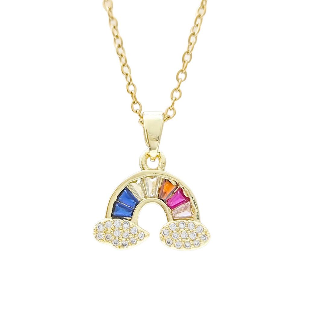 Rainbow Cloud Crystal Pendant Necklace - Light Luxury Titanium Clavicle Chain for Girlfriend