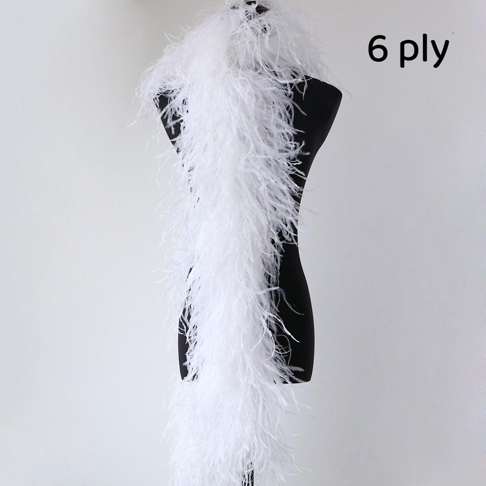 DIY 6PLY Natural Ostrich Feather Boa for Sewing Costume Embroidery 0.5/1/2/3/4M Length Wedding Carnival Dress Decoration Craft