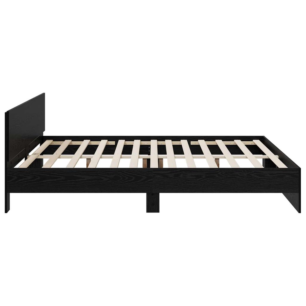 Bed Frame with Headboard Black Oak Effect 200 x 200 cm