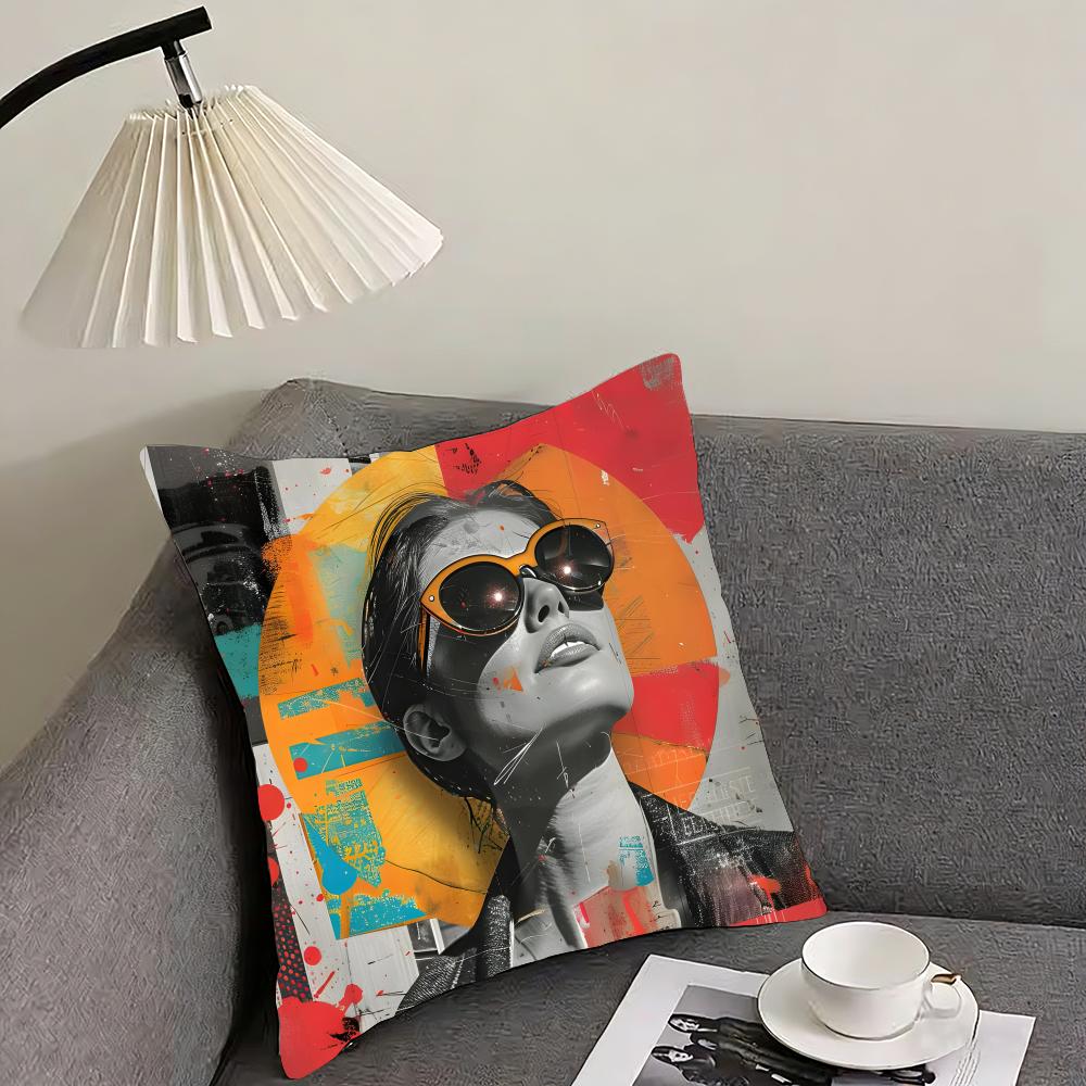 Retro Poster Luxury Cushion Cover Pillowcase Ultra Soft Skin Friendly Fabric Cloud Like Comfort & Concealed Zipper