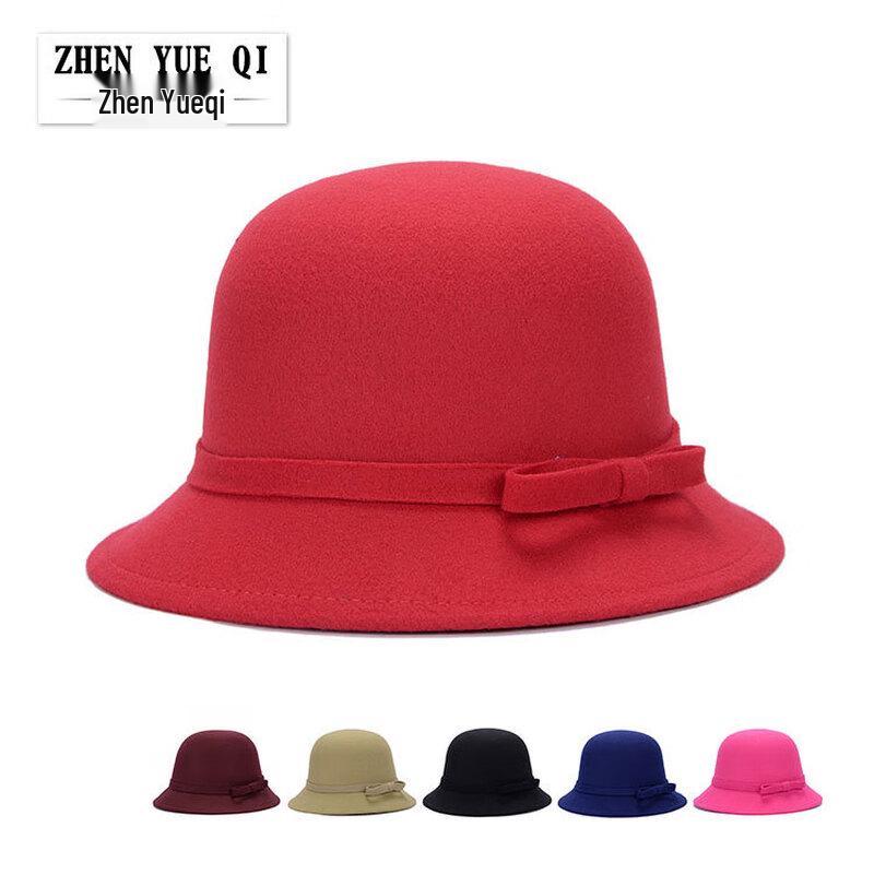 ZHENYUEQI Women's Autumn/Winter Felt Fedora Hat with Bow