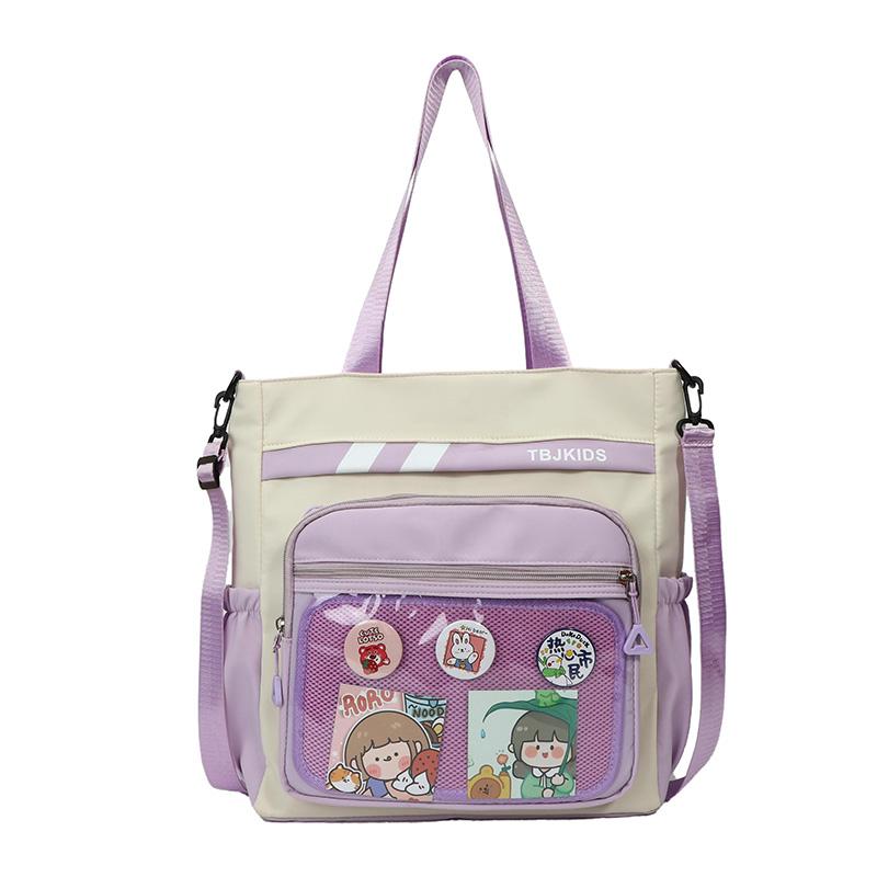Student Messenger Bag Color Block Shoulder Bag Transparent Tote Bag