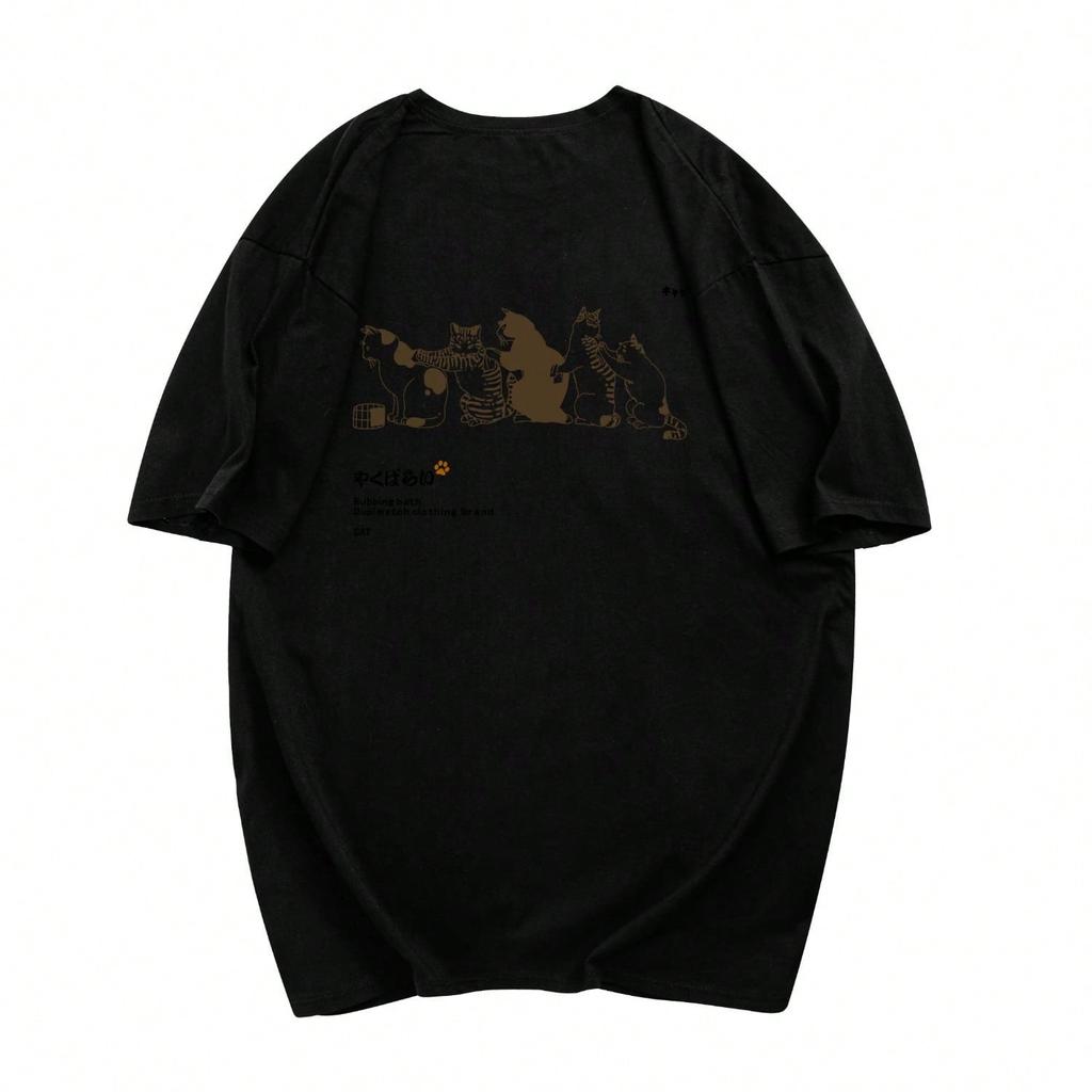 Oversize Harajuku Style Printed Short-Sleeved T-Shirt Female Korean Version Ins Loose All-Match Daily Commuting Simple Tee Shirt
