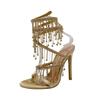 2024 Summer New Water Diamond Slim Heels Women's Shoes Wrapped Around the Feet Roman Style High Heel Sandals Large 42