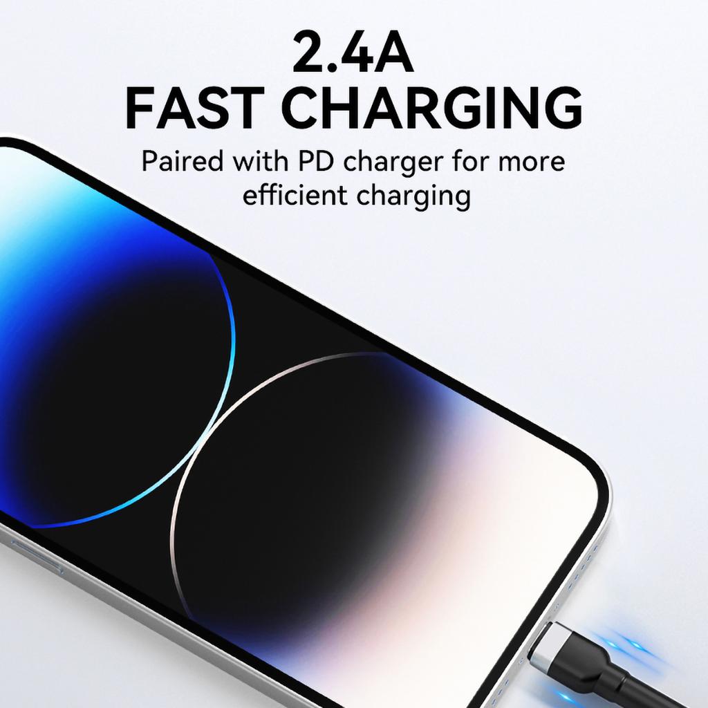 Braided Cable for iPhone USB-A - Lightning 2.4A 1m Black