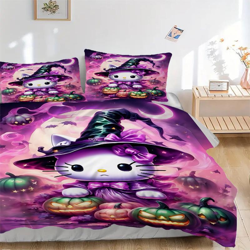 

3pcs Kitty Witch Duvet Cover Set, Includes 1 Duvet Cover and 1/2 Pillowcases (No Insert) yy251104192 135x200cm