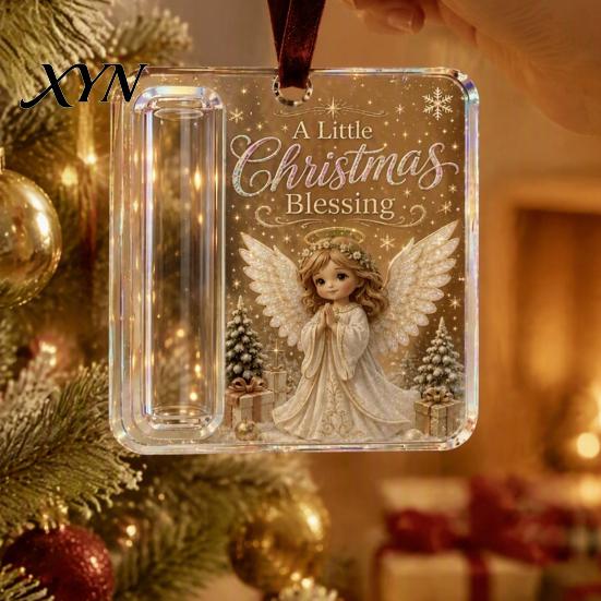 Personalized Holiday Cash Container Christmas Gift Ornament, Clear Acrylic Money Holder, Xmas Reusable Keepsake Tree Hanging Decoration, Funny Ways To