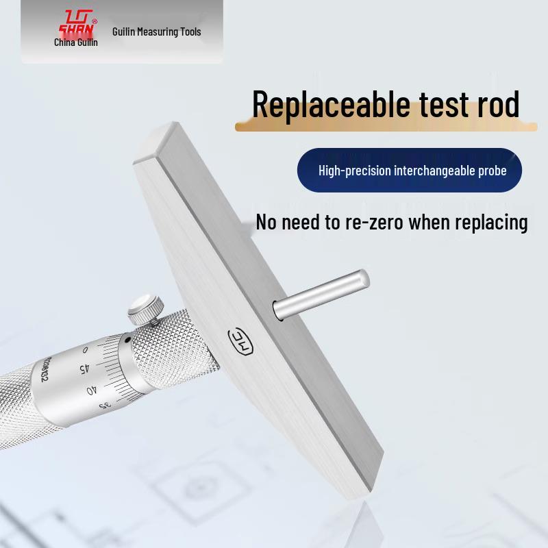Round-Tip Depth Micrometer 0.01mm, 0-25/0-100mm Range