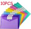 5/10pcs A4 Folders Plastic Envelopes Clear File Folder for Document Poly File with Label Pocket Snap Button for Office Organizer
