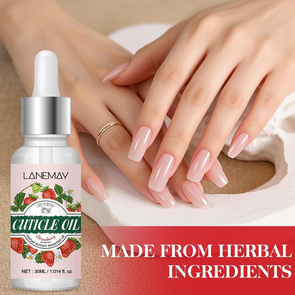 Strawberry Cuticle Oil-Softening And Deeply Moisturizing-Herbal Extract Essential Oil-Preventing Nail Cracking, 30ml