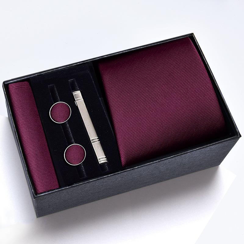 Men's Formal Tie Gift Box: Five-Piece Set with Logo, 8cm Striped Black for Weddings and Business 