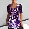 Fashion Floral Print 3D Printed Women's Casual V-neck Short Sleeved T-shirt