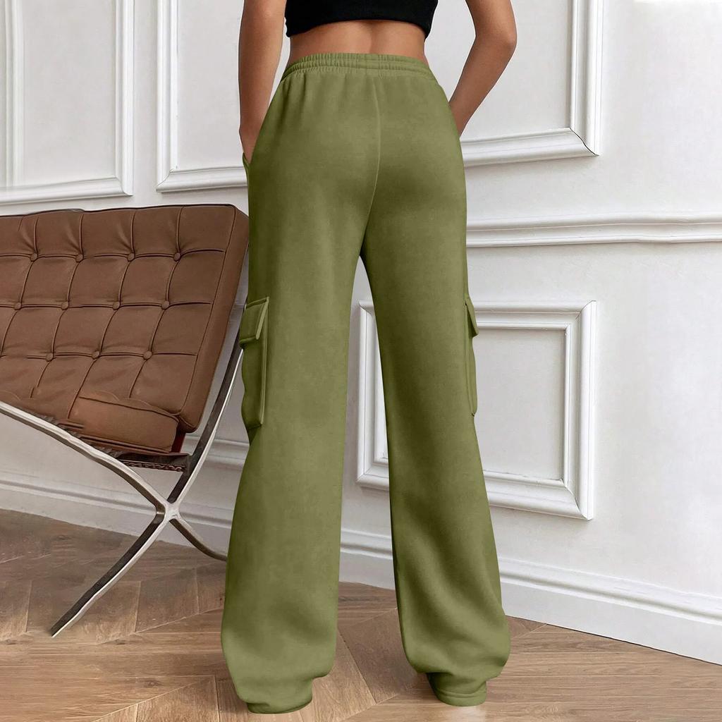Women's Casual, Stylish, Loose-fitting, Sporty Drawstring Waist Wide-leg Pants