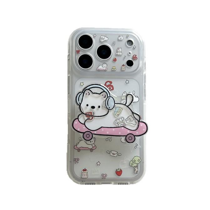 Korean Style iPhone 17/16 Pro Max/15 Pro Dog Dessert Headphone Skateboard Phone Case