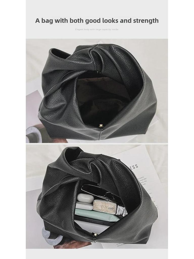 2024 High-End Pleated Croissant Handbag - Soft PU Shoulder Bag for Women