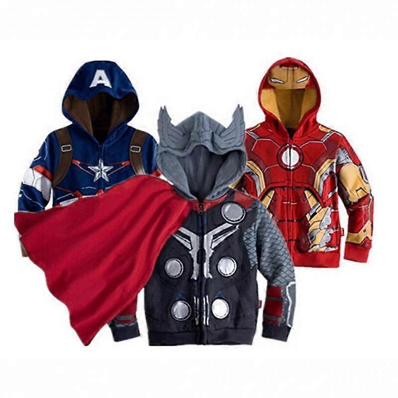 Cartoon Boys Spiderman Hoodie Jacket Kids Superhero League Zip Up Sweatshirt Children's Pullover Warm Sportswear