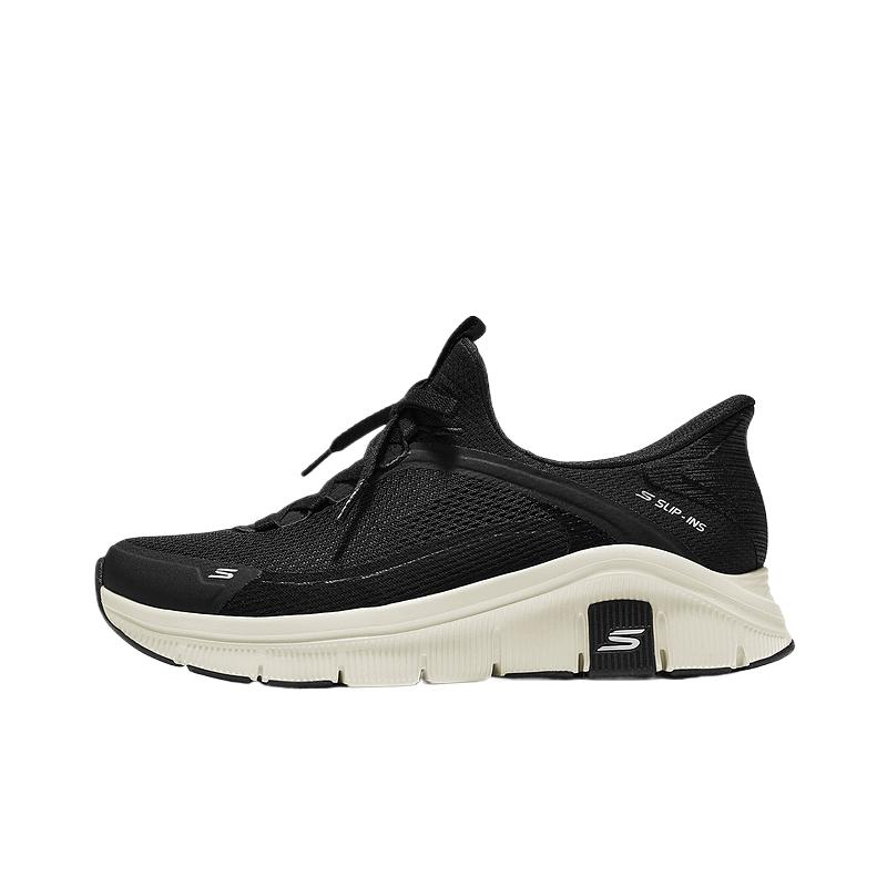 Skechers Color Block Thick Sole Round Toe Lace-Up Low-Top Training Shoes Women sneakers 150892-BKW 35