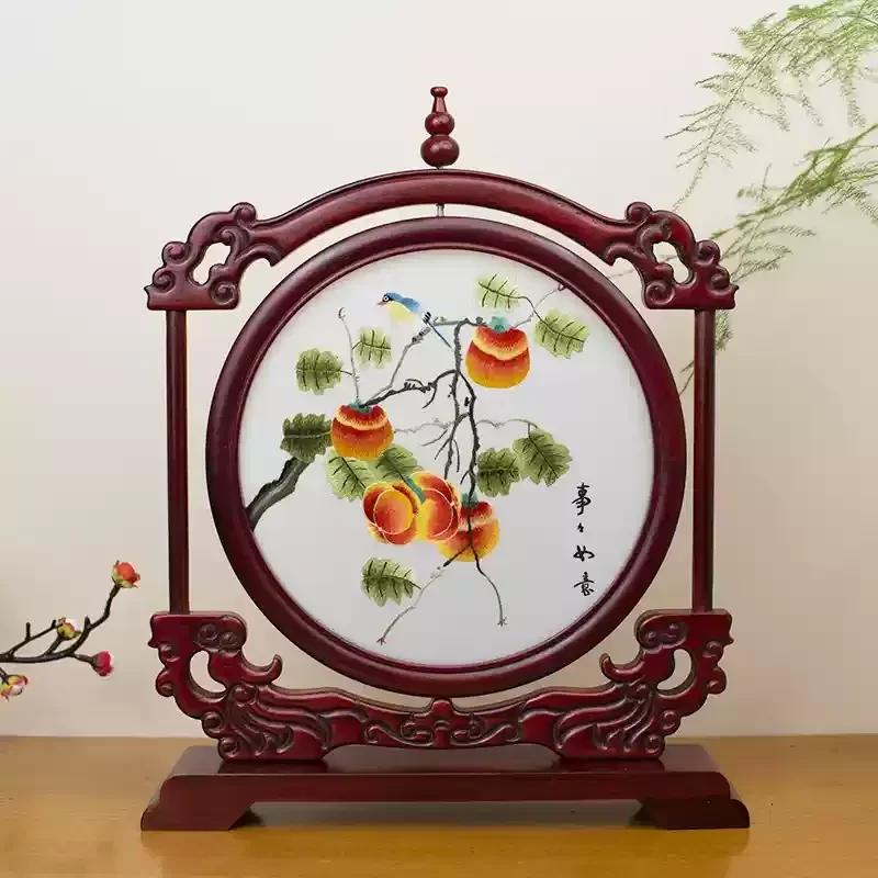 Suzhou Embroidery Living Room Decoration Advanced Sense Of Handicraft Office Decorative Screen Light Luxury Chinese Home Gift