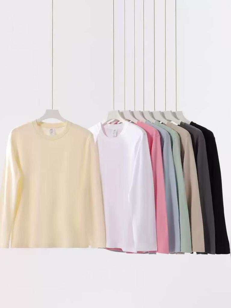 Unisex Heavyweight 230g Pure Cotton Long-Sleeve Casual White T-Shirt