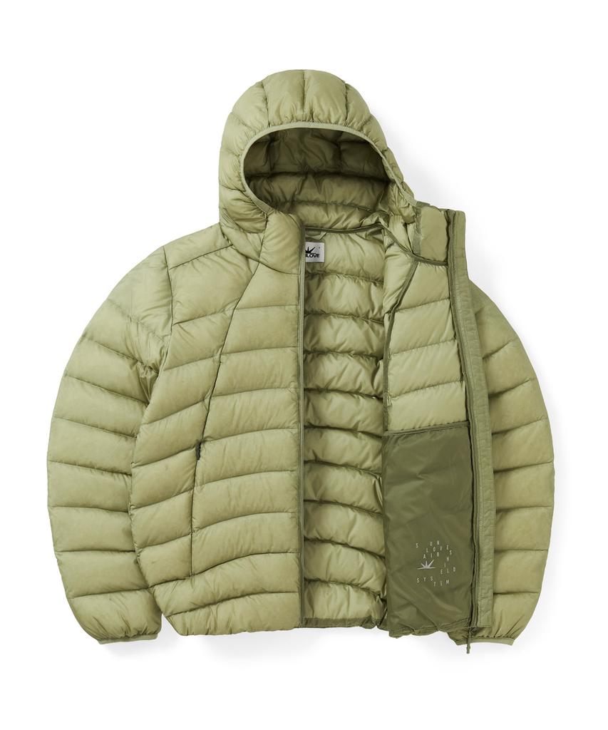 Sunlovetour Hooded Fly Light Down Jacket Khaki
