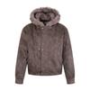 Kisko Winter High-End Style Mountain Carving Airplane Buckle Thick Leather Jacket Cotton Coat for Men and Women, Cool and Loose Hooded Jacket