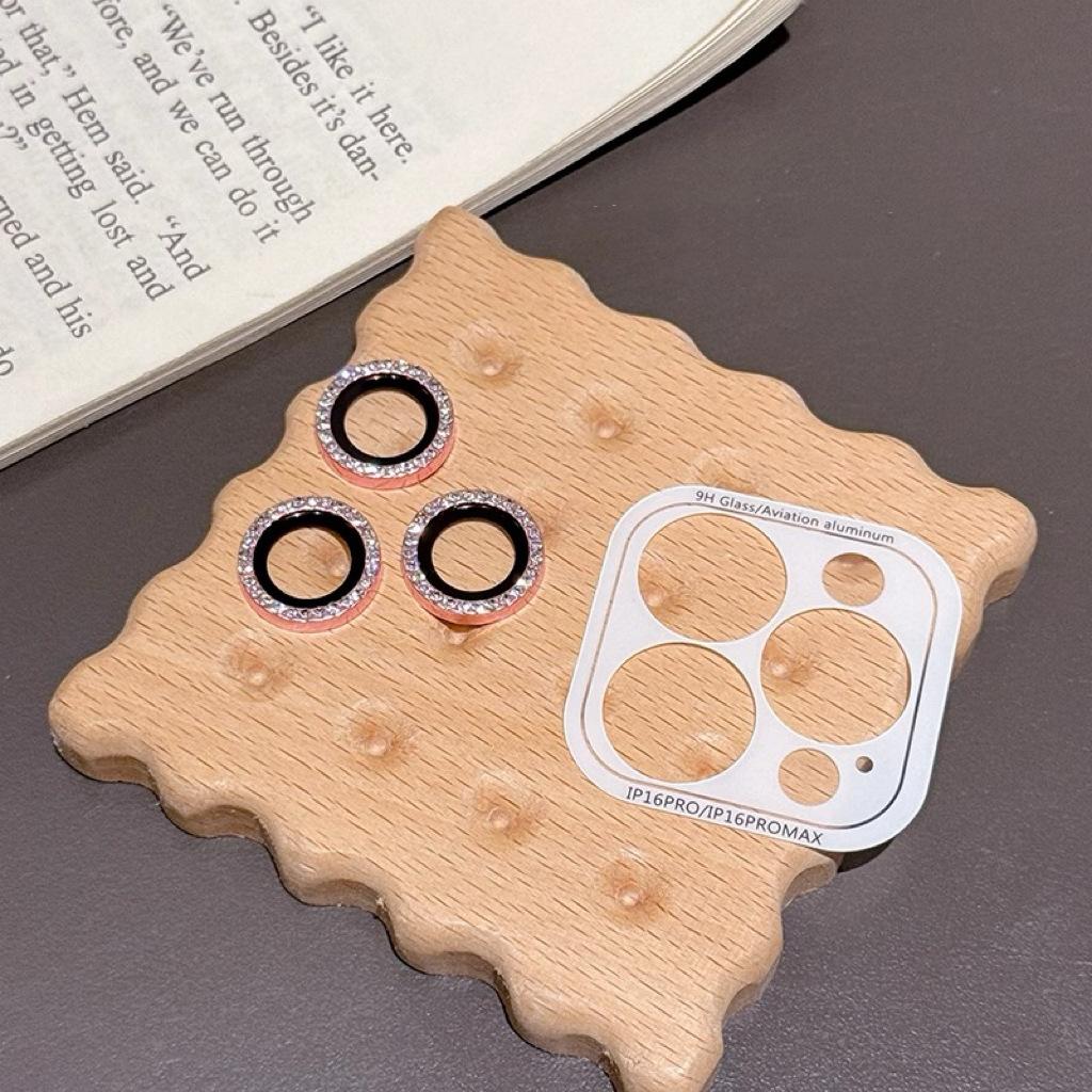 Luxus 2-3 Stück Kameraobjektivschutzhülle für iPhone 16 15 14 Plus 13 11 Pro Max 12 Mini 15plus Mädchen Glitzer Diamant Metall Schutzglasfolie