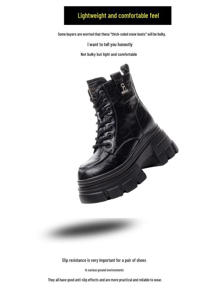 Women's Chunky Heel Martin Boots - 2025 Autumn/Winter British Style Buckle Motorcycle Ankle Boots, Round Toe
