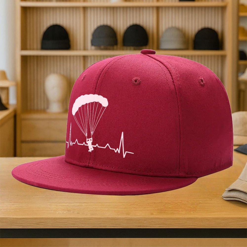 Paragliding Heartbeat Line Skydiver Baseball Cap Polyester Adjustable Snapback for Adult Casual Outdoors