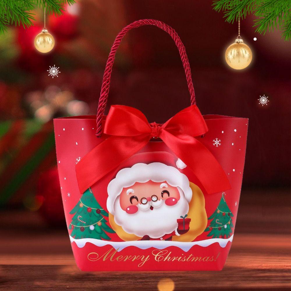 10pcs Cute Christmas Fruit Packaging Box Handheld Candy Box Christmas Gift Bag  Chocolate