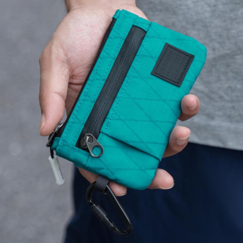 Card Holder Pouch with Carabiner Clip Compact Woven Portable for Commuting,