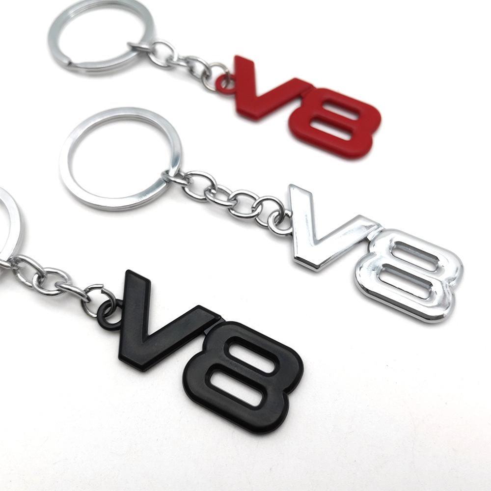 3D Metalen V8 Logo Stijl Auto Sleutelhanger Sleutelring Sleutelketting Ringhouder voor Ford Jeep Dodge Toyota 4Runner LAND CRUISER Chevrolet