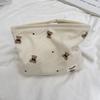 Portable Cartoon Bear Makeup Bag Corduroy Large Capacity Cosmetic Bag Pen Bags For Women Lady Girl