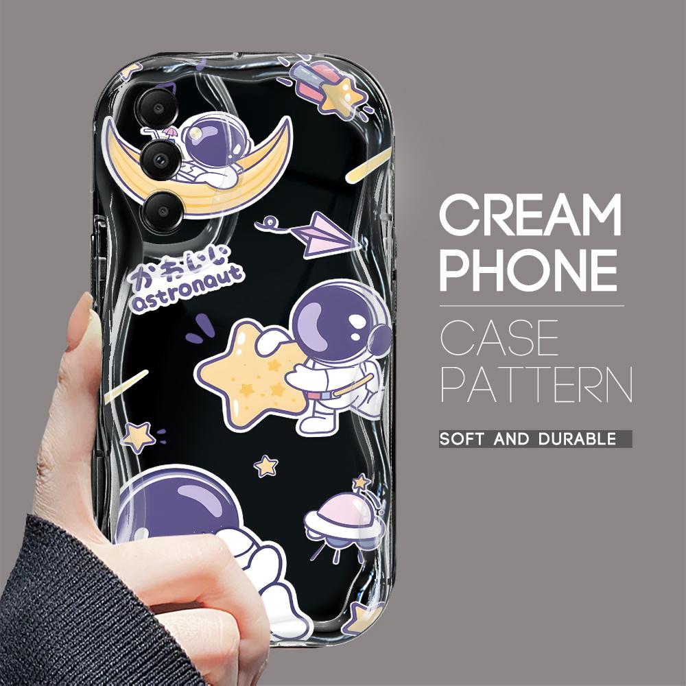 Cute Cartoon Pattern Cream Texture Casing Wavy Edge Soft Silicone Cover Phone Case for Samsung