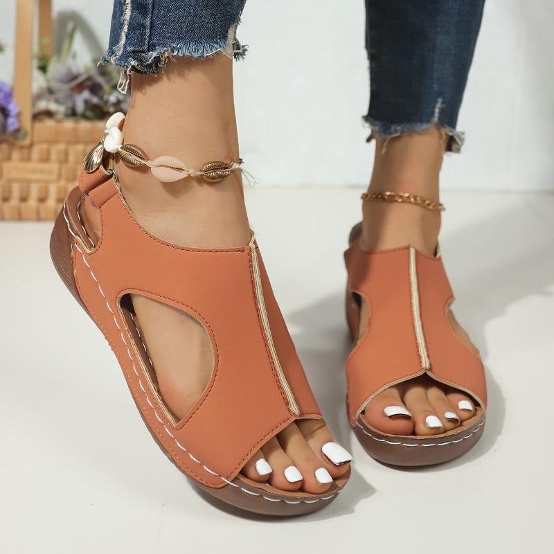 Sandalias de cuña ortopédicas para mujer, calzado casual, cuero vintage, antideslizante, estilo vintage, calidad, novedades 2024