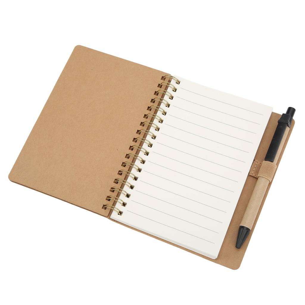 Notebook Portable Simple Double Coil Leather Notebook Student Notepad with Insert Pen Business Office Stationery