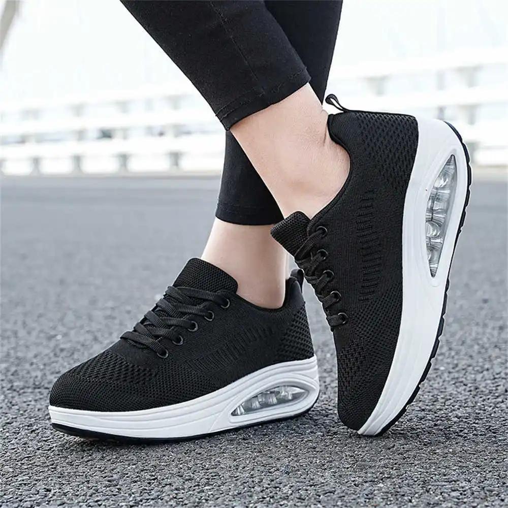 Size 36 36-37 Woman White Shoes With Heels Oxford Sneakers Autumn High Heels Silver Sport Famous Branded Choes Sport Idea