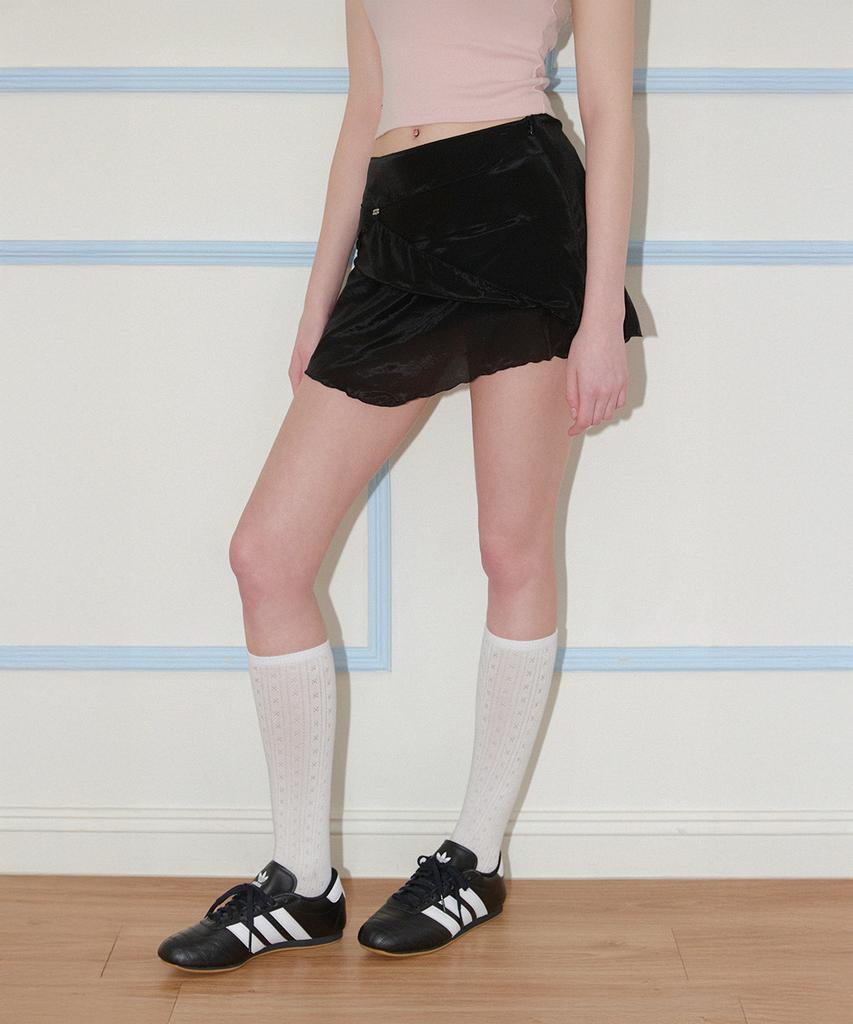 KISYNING Sheer Layered Mini Skirt (Black)