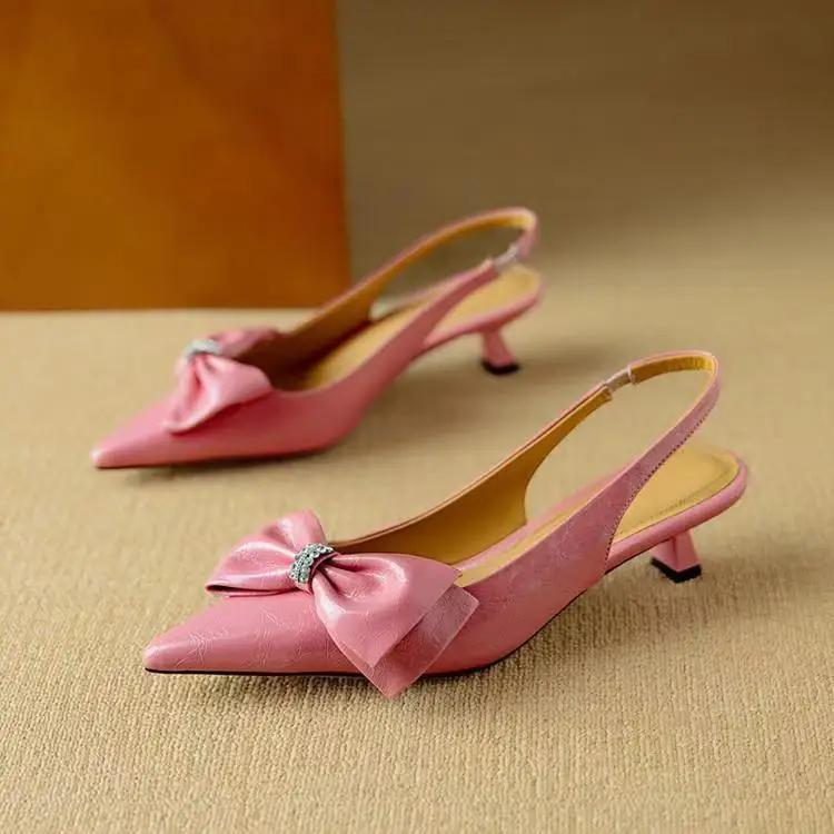 Fashion Women Pumps Comfort Stiletto Heels Bow Tie Summer Shoes for Women Large Size New Pointed High Heels Sandals Wedding Shoes Bride